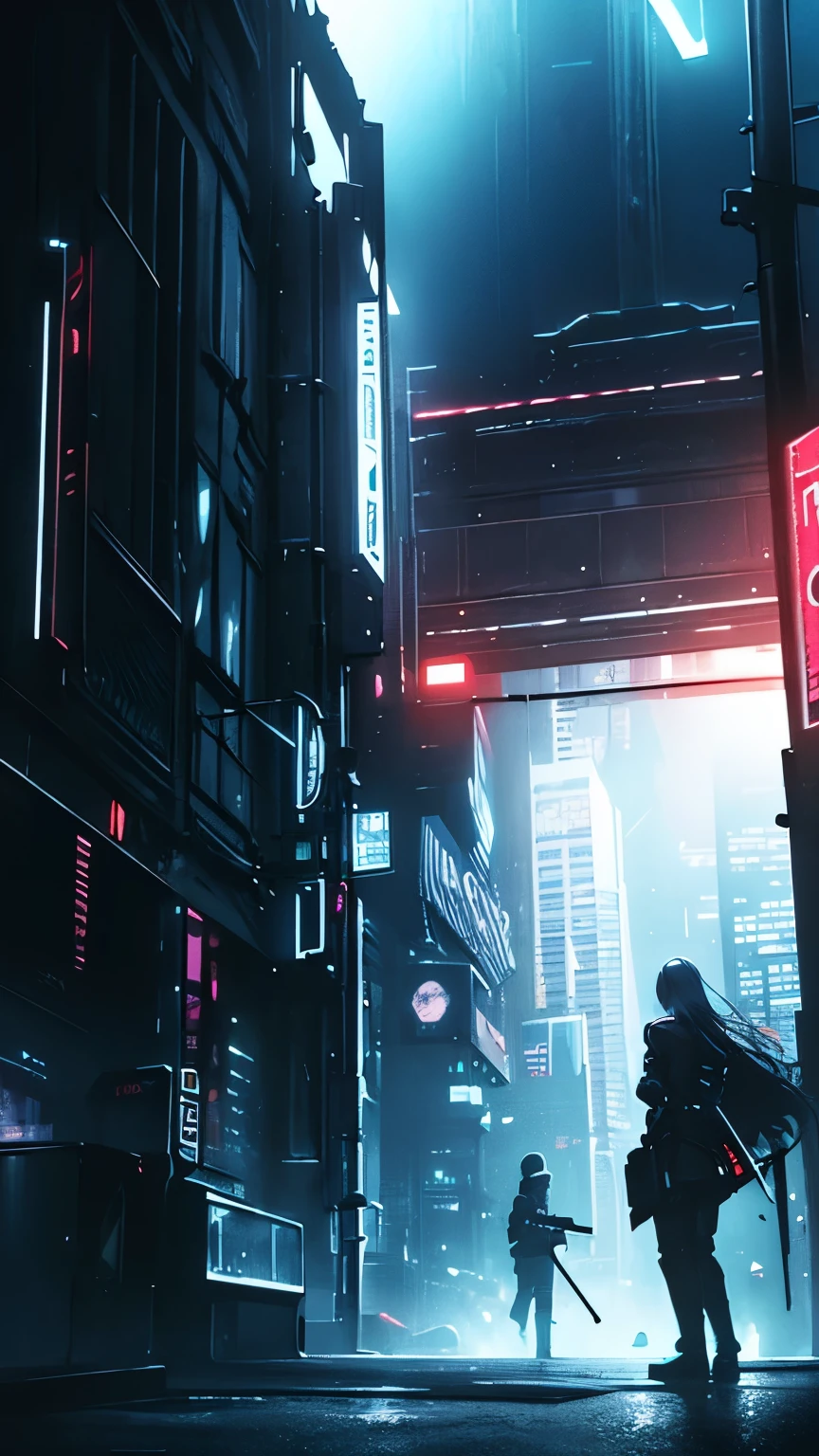 4k resolution, dark and eerie atmosphere, vibrant neon lights, detailed and haunting facial expressions, urban landscape, futuristic elements, surreal and dreamlike, mysterious shadows, intense emotions, surrealistic elements, intense contrast, dramatic composition, night scene, cyberpunk style, cinematic feel, captivating colors, glowing signs, dystopian setting, distorted reality, supernatural elements, enigmatic symbols, atmospheric lighting, urban decay, immersive artwork., neon City lights