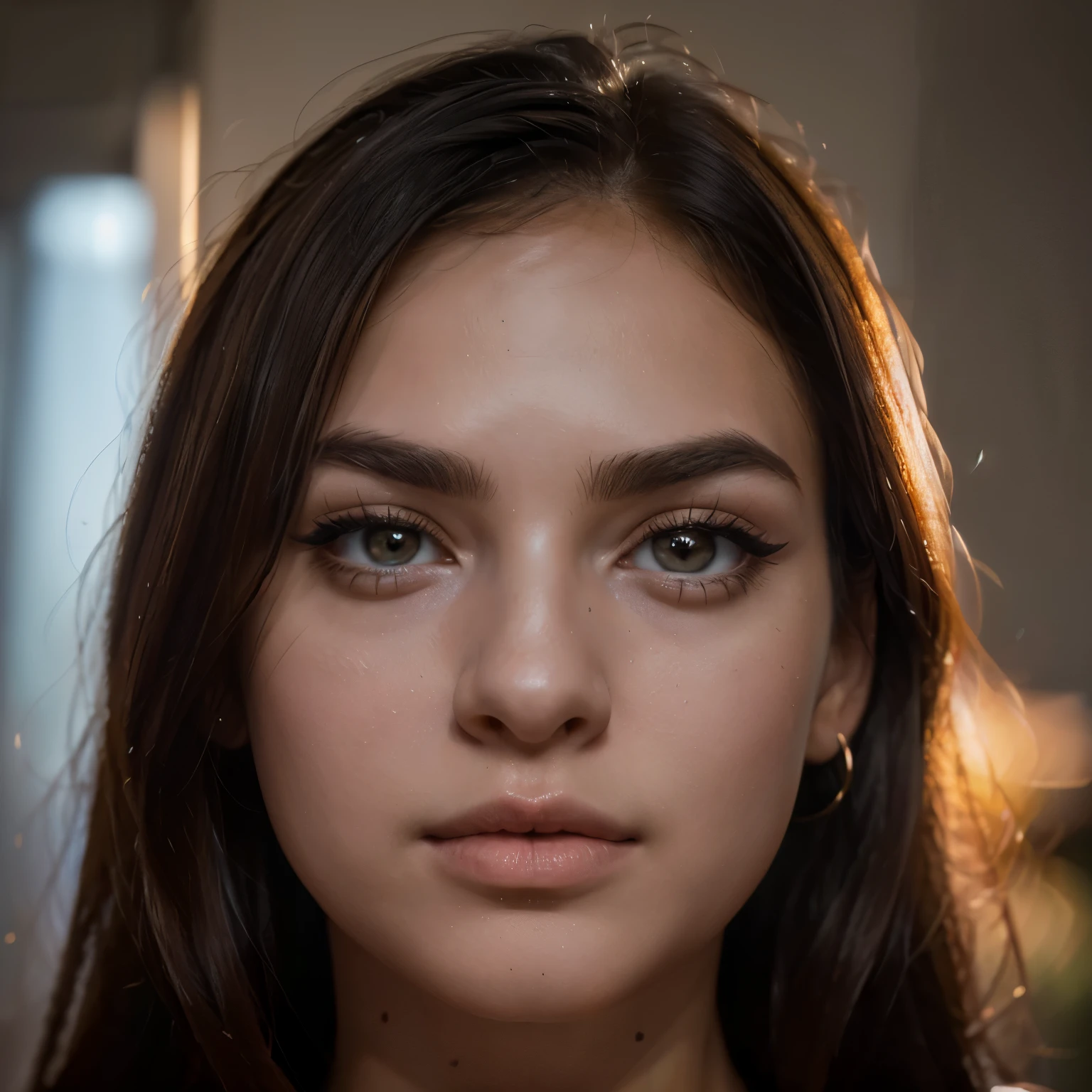 (8K, HDR, highres), ((((Photography, RAW photo, hyperrealism, masterpiece, best quality, ultra highres)))), (pin light, back light, backlighting, cinematic light), sharp focus:1. 4, (hyper detail, finely detailed), face close-up, close-up,, 1girl, Egg-shaped face with cat-like eyes, small and plump lips, straight and cute nose, slightly blushing cheekbones, thick eyebrows and long and pretty eyelashes.