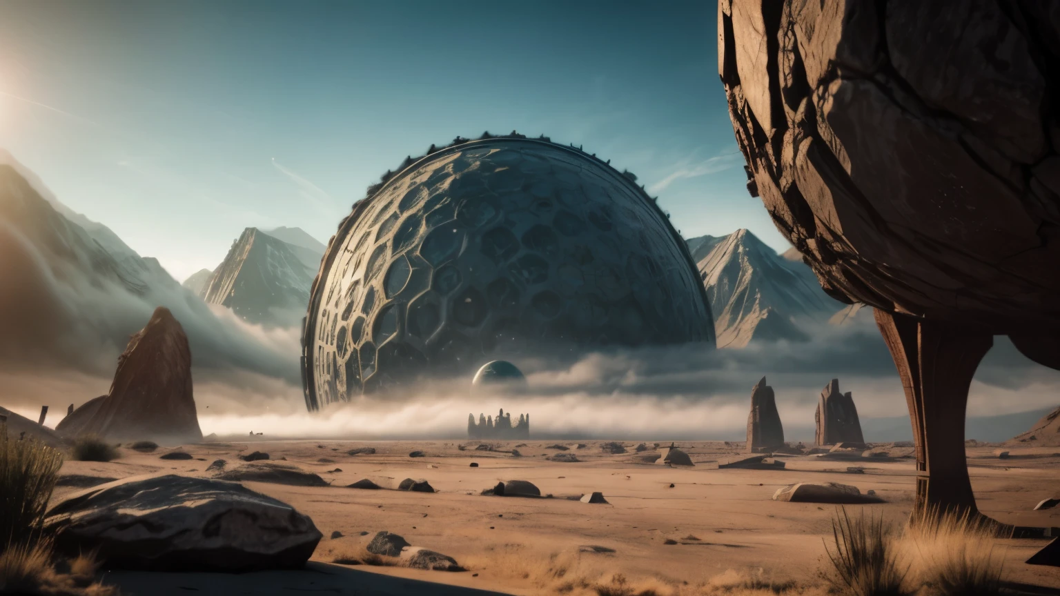 monstrous planet, epic background, dinamic, scifi, futuristic, realistic, 8k, overallDetail:1.5