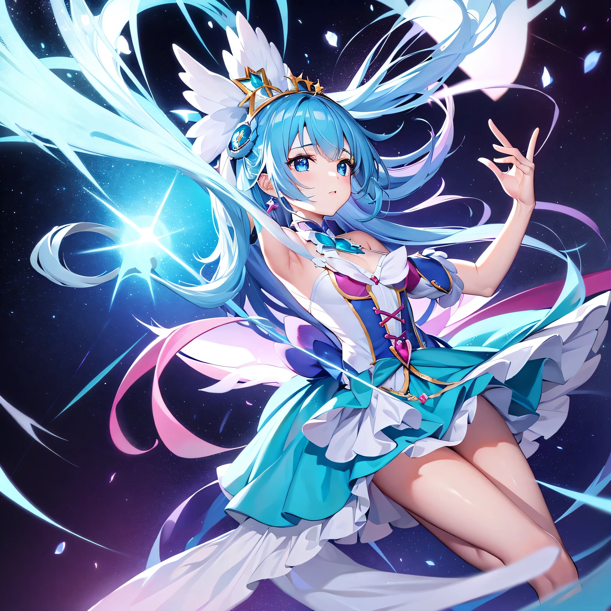 very cute magician girl、Group of 3、Part of Precure's sparkling costume is transparent.、I can see your white panties、