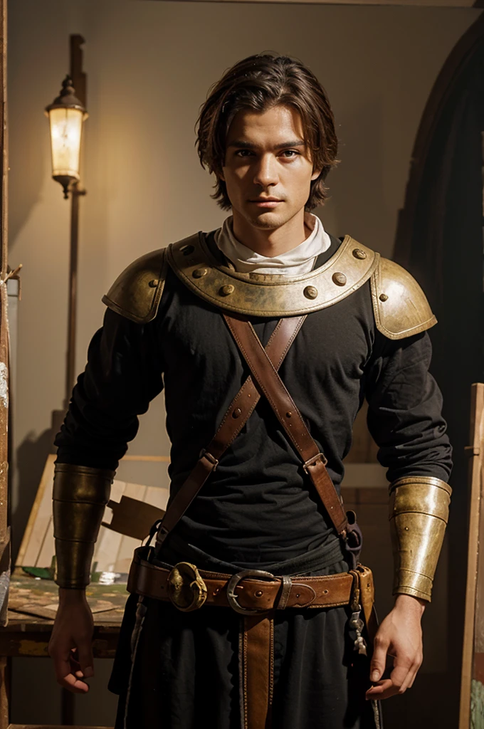 Generate a squire with an oil painting style