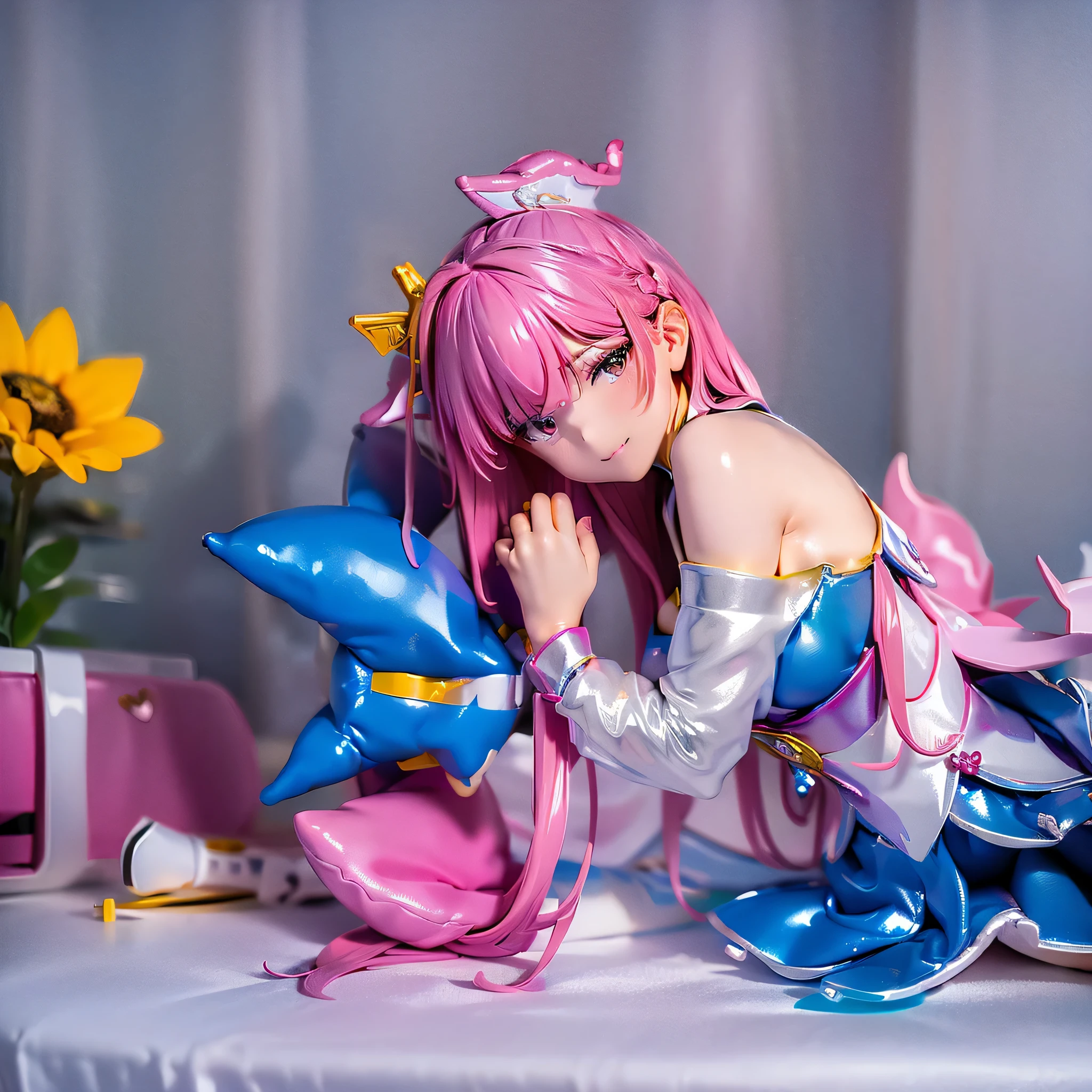 very cute magician girl、Group of 3、Precure's sparkling costume is transparent、I can see your white panties、light pink hair、medium long hair、fluffy hair、
