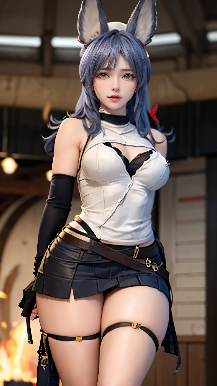 (very delicate and beautiful:1.2)super model,perfect shape,girl's,,Thighhighs,beautiful feet,beret,gentle expression,spoiled look,Innocent face,ミニskirt,big breasts,beautiful breasts,voluptuous,bike shorts,,givenchy,masterpiece, highest quality, High resolution, 8K, , skirt, uniform, short hair, messy hair, blush, sexy pose, big breasts, seductive pose, sweating,, sweating, cityscape, vivid details, super detail, realistic skin texture, Surface details, Beautiful eyes in every detail, medium full shot, Girl holding a sword,flame background,