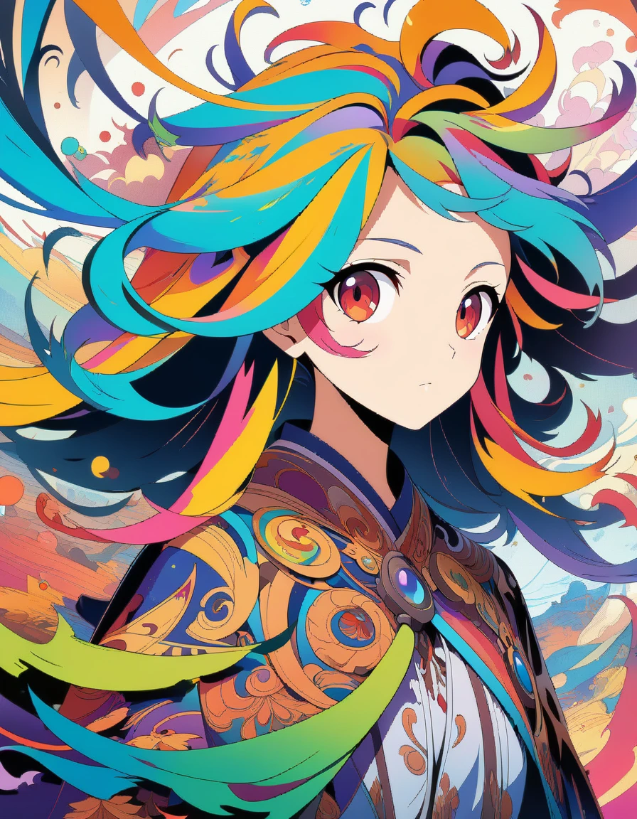 1girl, concept art, Vector Art, aesthetic, Vector Cartoon Illustration, vector, complex details . digital artwork, bright colors, bold outlines, illustrative, (masterpiece), (best quality), (ultra-detailed), very aesthetic, illustration, disheveled hair, perfect composition, moist skin, intricate details, anime artwork, anime style, visual, vibrant, studio anime, highly detailed