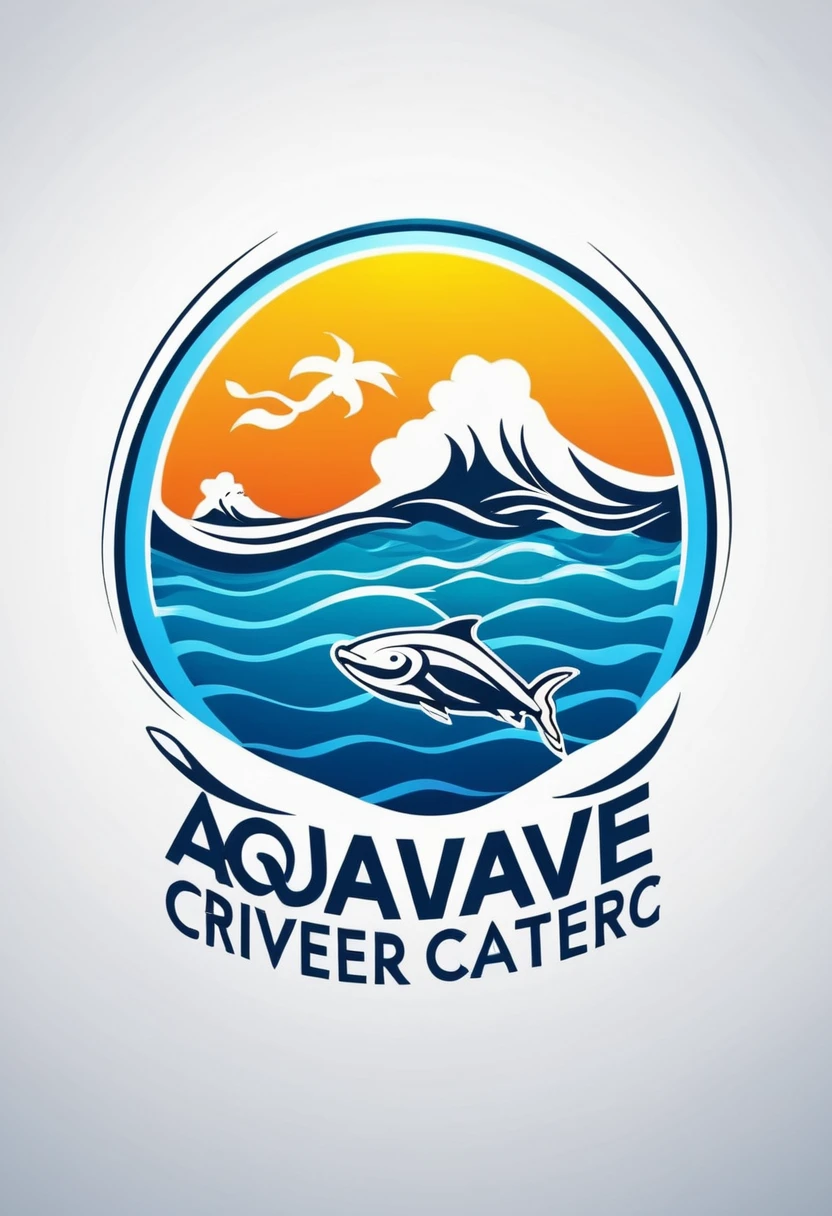 logo. Diving center AquaWave Diving, Scuba diving. It will convey the creation of sea adventures and the aquatic world.
