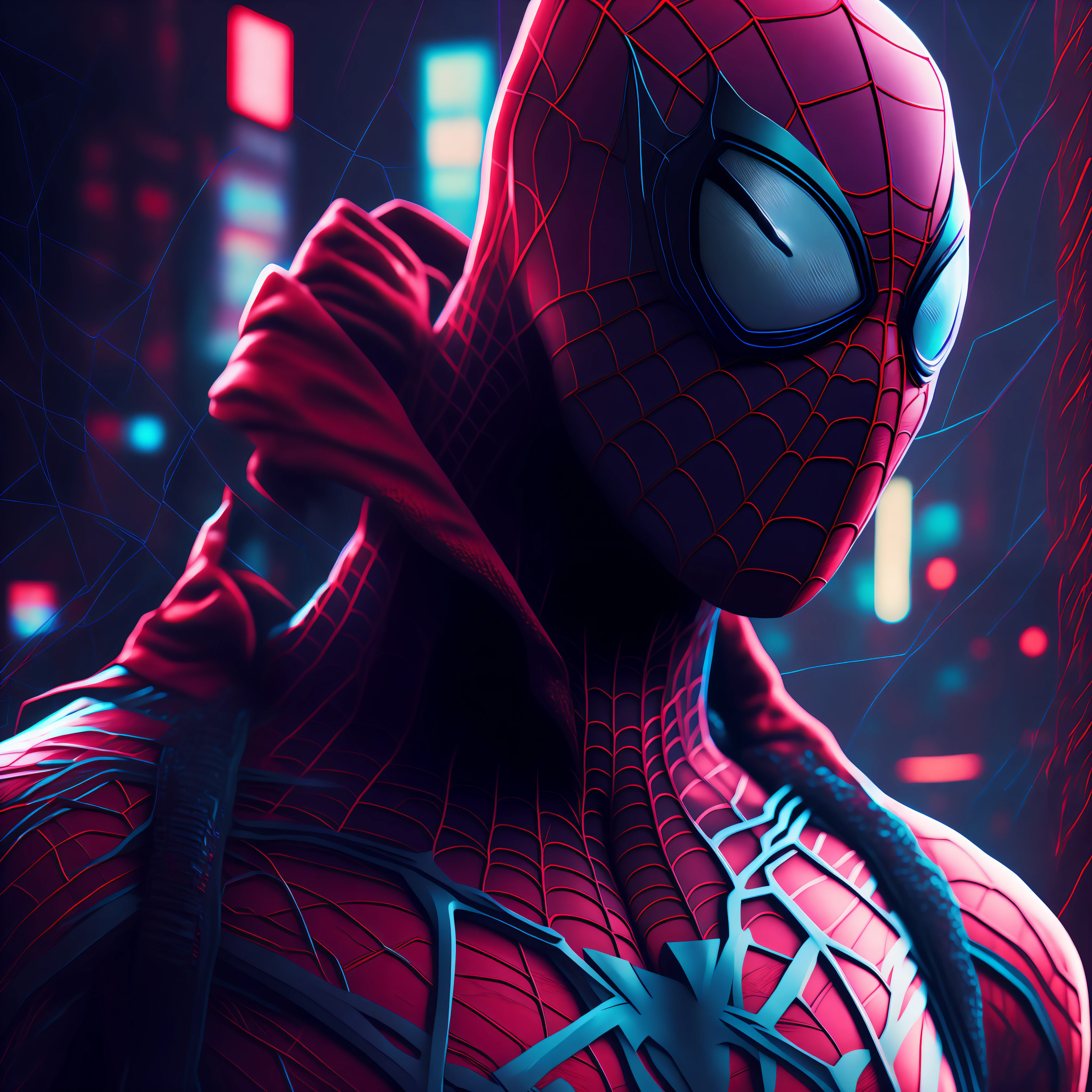 homem Aranha, Ciberpunk, 8k.