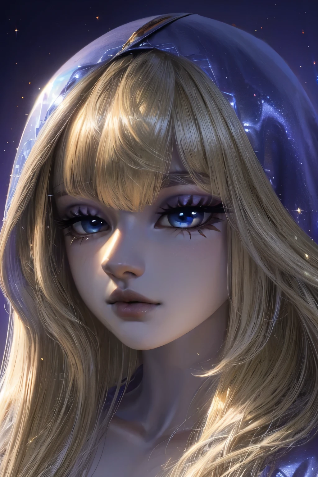 Unbeatable beauty, Skin is firm and shiny, bangs between eyes, Shiny straight beautiful platinum blonde, Silky extra long straight hair, Eyeliner, Sexy beautiful innocent 14 year old, HD big big beautiful bright blue eyes, beautiful cute girl, baby face, short sleeve
