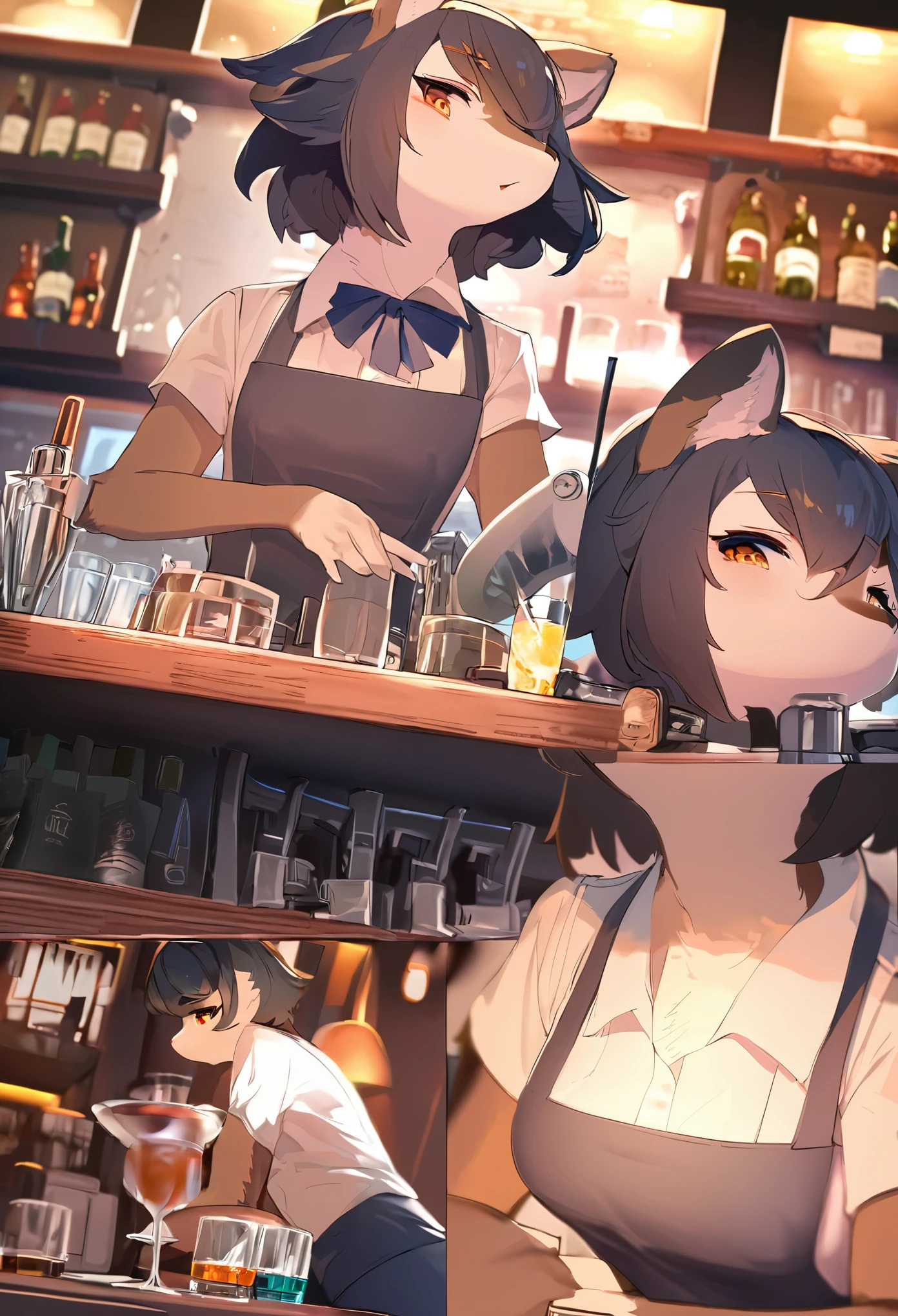 top quality, best quality, High-quality illustrations, masterpiece, super high resolution, detailed background, bartender, bar, cocktail, 6+boys, 6+girls, absurdres(highly detailed beautiful face and eyes)perfect anatomy, expression, good lighting, cinematic shadow(kemono, furry anthro)assorted poses, dynamic angle,