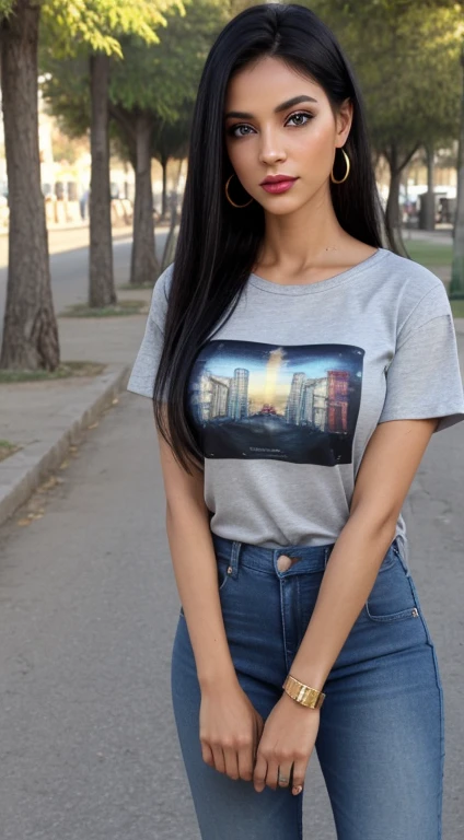 highest qualityr, Masterpiece, 超A high resolution, photorealistic, photo and gross, ((A pretty woman)), 22year old, detailed face, beautiful eyes, Depth of fields, The city street, wet in the rain, White V-neck T-shirt, Wet and transparent t-shirt, small , faint lips, wet hair, a wet body, drop of water on the skin, (See the eyes of the beholder)