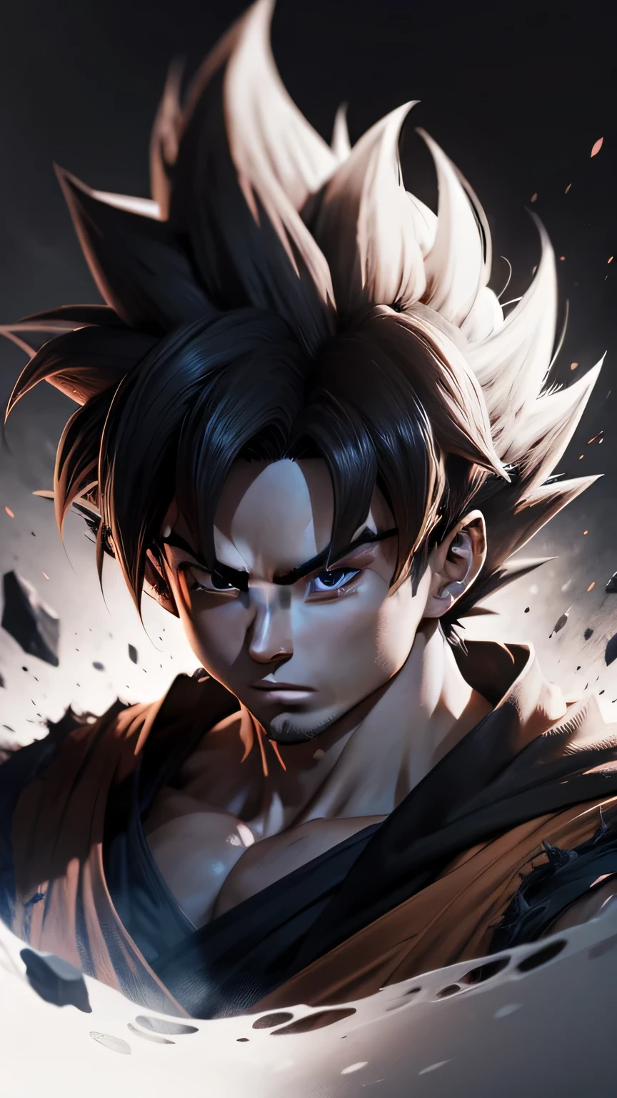Goku, couleur sombre,8K, ultra realistic
