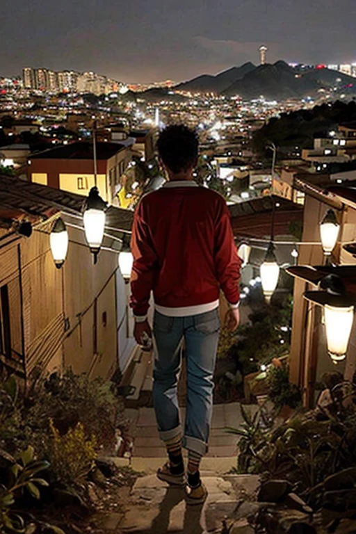 Make a teenager locked in the Balcony of an old Building, with a sign that says Villa Lorena. Also the teenager&#39;s sweater says Bladimir 