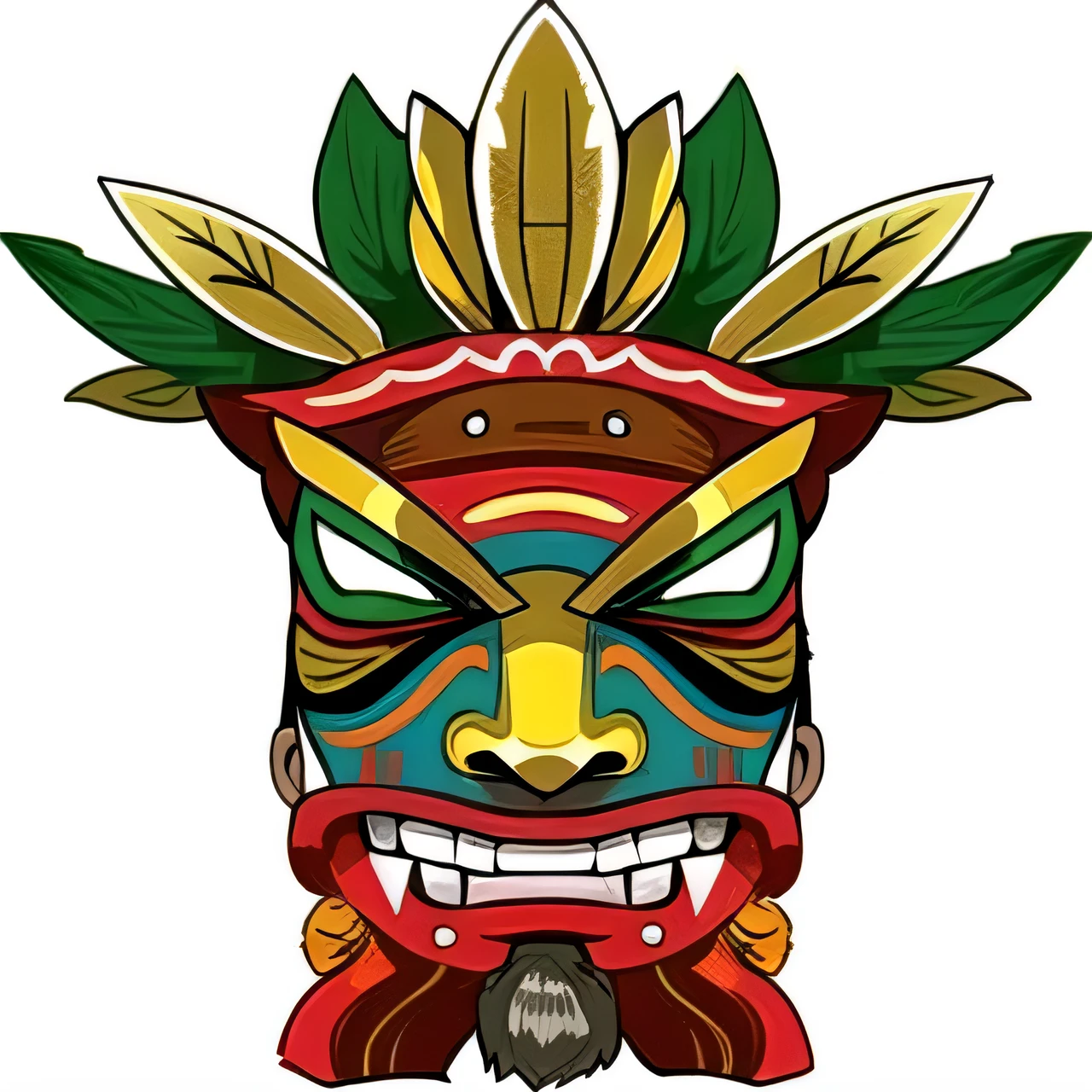 tribal mask, Hawaii mask, mask,Cartoon, Detailed mask, tribal imagery, Tribal face painting