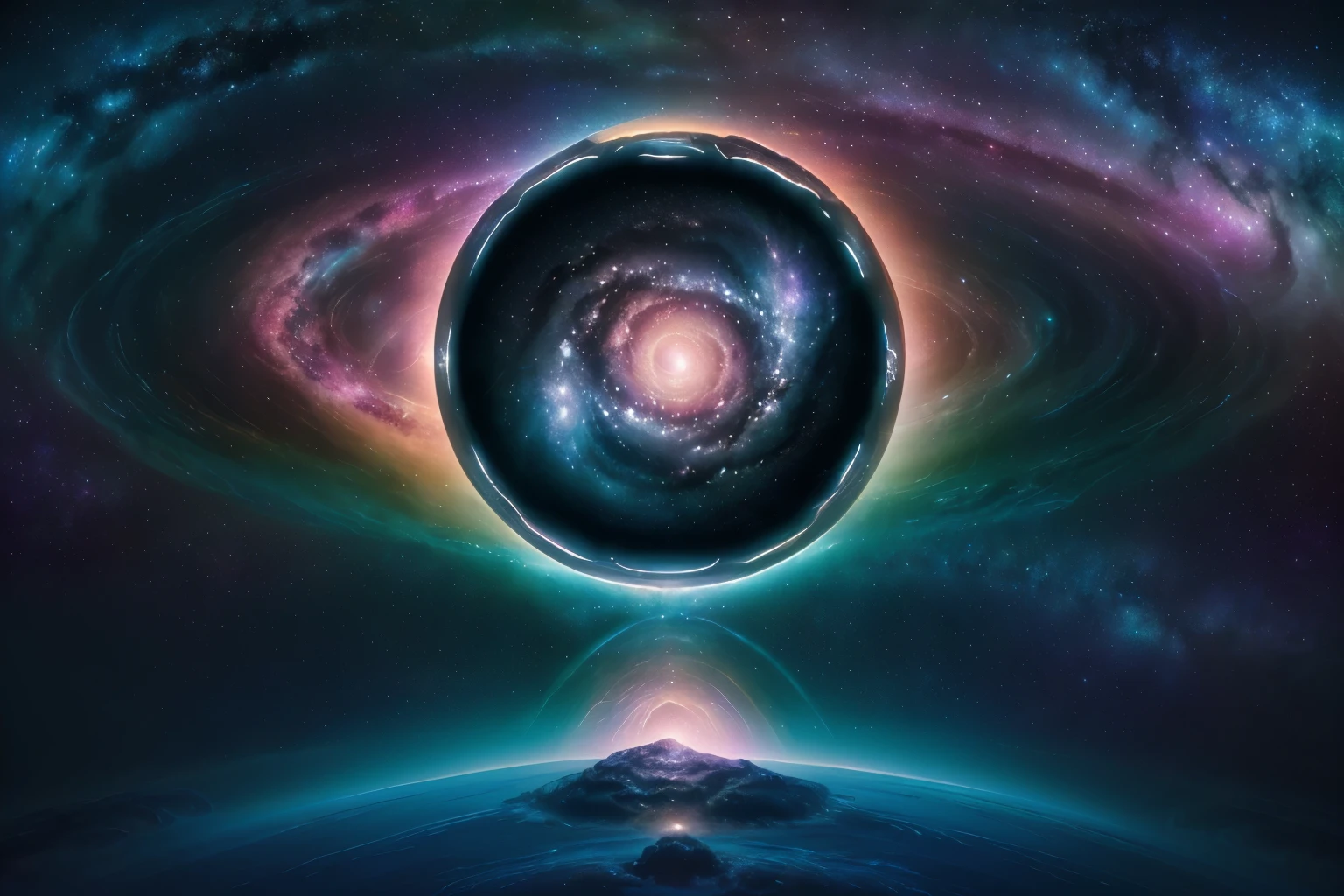 In a breathtaking cosmic vista, a shimmering celestial being drifts through the vast expanse of the universe, glowing with ethereal magic. This awe-inspiring photograph captures the essence of astral intergalactic travel in stunning detail. The image, a digital composite of various space elements, showcases the majestic being surrounded by swirling nebulae and twinkling stars. The clarity and depth of colors in this high-definition image transport viewers to a realm beyond imagination, where the beauty of the cosmos is on full display.