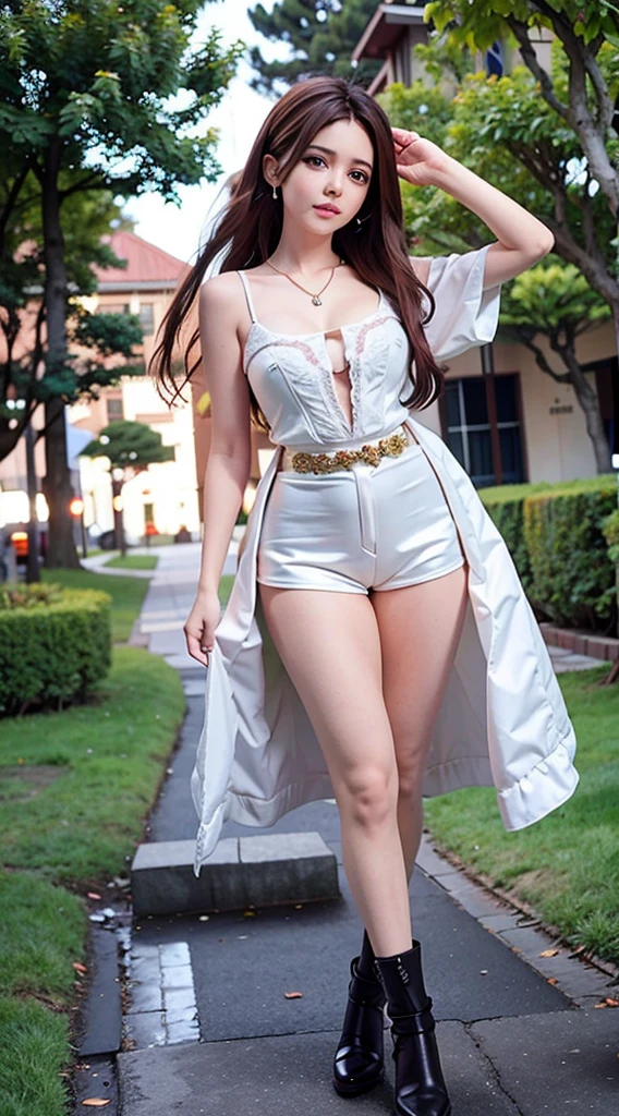 masutepiece, Best Quality, Illustration, Ultra-detailed, finely detail, hight resolution, 8K Wallpaper, Perfect dynamic composition, Beautiful detailed eyes, White Kimono,Bob Hair, mid-chest, Natural Color Lip, Random and sexy poses,Smile,20 years girl Colossal tits、nightclub、White sheer body stockings、