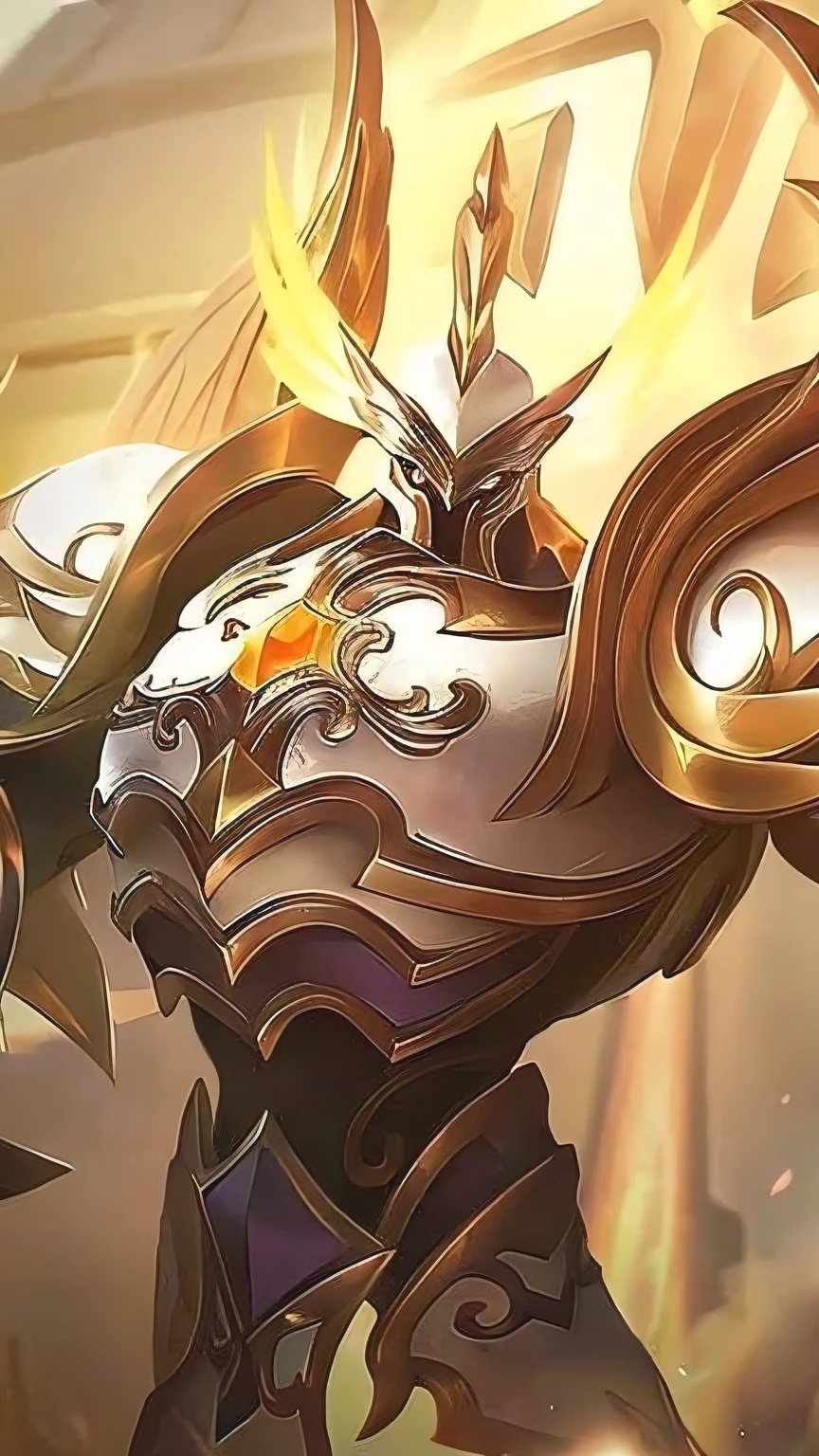 a close up of a person with a sword and a helmet, gold paladin, inspired by Huang Shen, heavy white and golden armor, angelic golden armor, keqing from genshin impact, zhongli from genshin impact, paladin golden armor, golden armor, elegant gold skin, intricate white and gold armor, genshin impact character, paladin