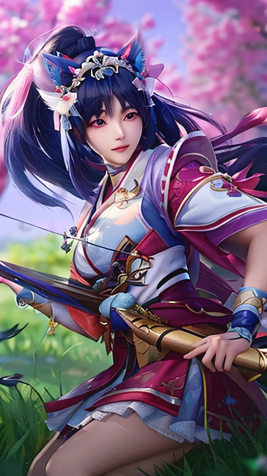 a close up of a woman with a bow and a bow, irelia, onmyoji portrait, onmyoji, portrait of ahri, onmyoji detailed art, ahri, akali, bian lian, extremely detailed artgerm, sakimi chan, irelia from league of legends, trending artgerm