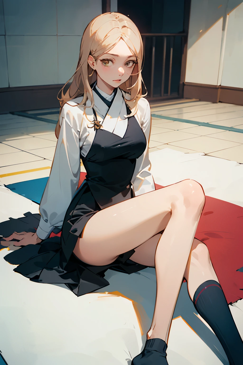 ((Mejor calidad)), ((obra maestra)), (detallado), cara perfecta,
rangiku matsumoto bleach character, Original Attire and Physical Crateristics, no shoes, Black Socks,