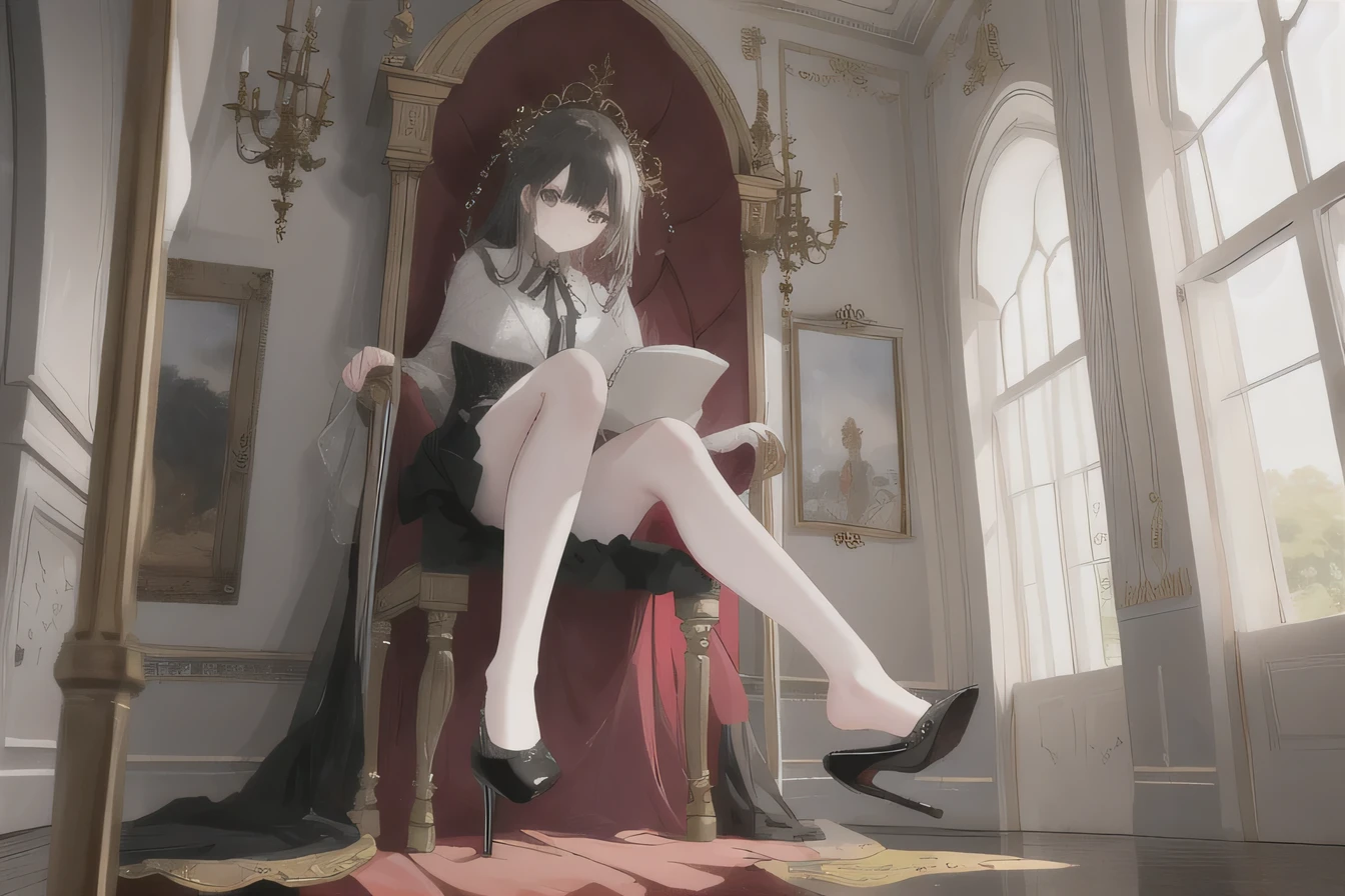 masterpiece, highest quality, High resolution, 1girl High heels hanging down, sitting
