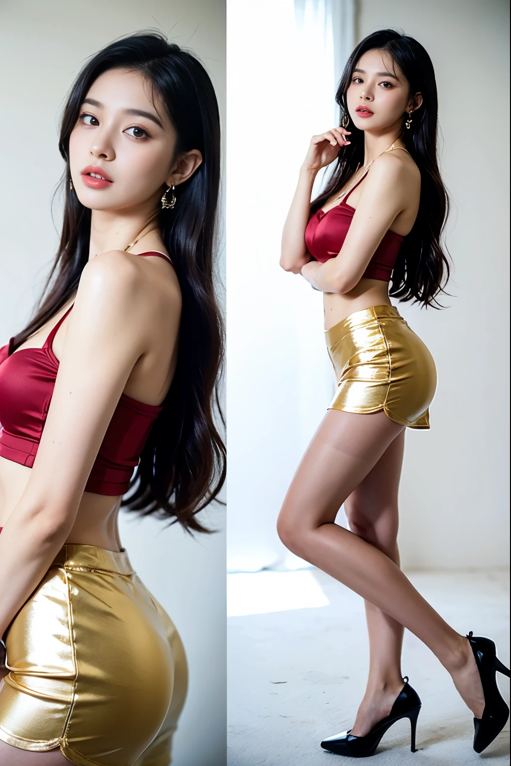 (masterpiece:1.3), (8 thousand, realistic, RAW photos, best quality: 1.4), (1 woman),(sheer silk blouse), (short skirt), (짙은색 realistic 팬티 스타킹),   (wearing stockings), (wearing stockings), (High Heels),  (High Heels),  (very sexy),   (full body shot),  (Beautiful makeover), (유난히 아름다운 realistic 얼굴), (Build a beautiful body) , (beautiful face), (beautiful face),  (long eyelashes),  (double eyelid), (big bust)  ,  (Strong body through exercise),  (beautiful abs),   (Beautiful heaps),  (tall),  (such a beautiful body),  (realistic face), (black hair. parted, long hair:1.3), (아름다운 parted스타일), (realistic eyes), (really beautiful and delicate eyes), (realistic skin), (beautiful skin), (absurd), (attractive), (ultra high resolution), (extremely realistic), (very detailed), (golden ratio), (realistic 긴 다리),  (realistic 팔),  (necklace),  (earring),(beautiful nails manicure), (So beautiful and sexy)
