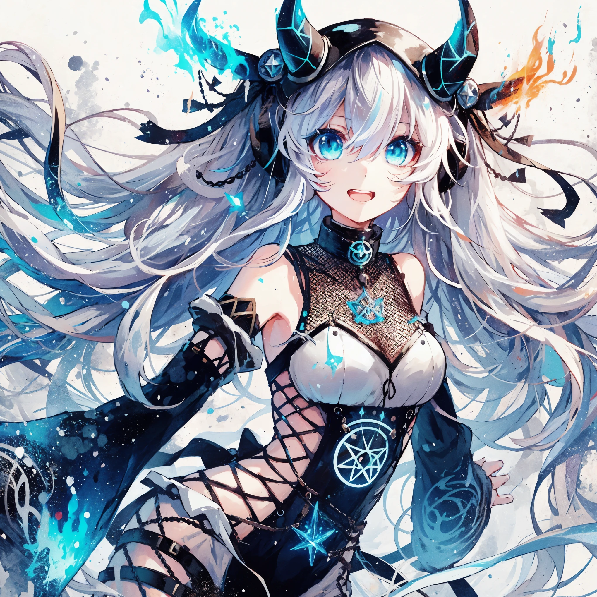 anime girl with horns and blue eyes in a black outfit, demon anime girl, trending on artstation pixiv, anime style 4 k, digital art on pixiv, anime fantasy artwork, anime art wallpaper 4k, anime art wallpaper 4 k, anime fantasy illustration, detailed digital anime art, beautiful fantasy anime, pixiv, anime art wallpaper 8 k, detailed anime art, detailed drawn beautiful blue eyes, detailed beautiful large breast