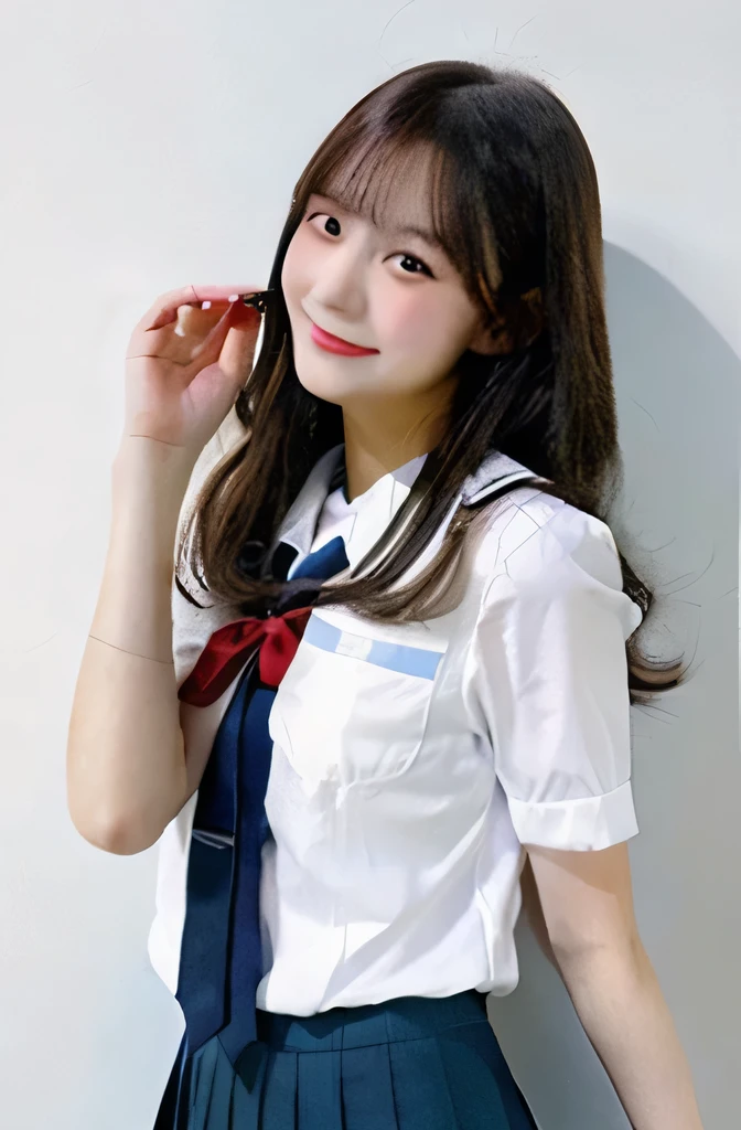 ((highest quality)), (perfect face),(one woman),(whole body),(smile),(young woman),(whole body),,,,,,high school girl,uniform,