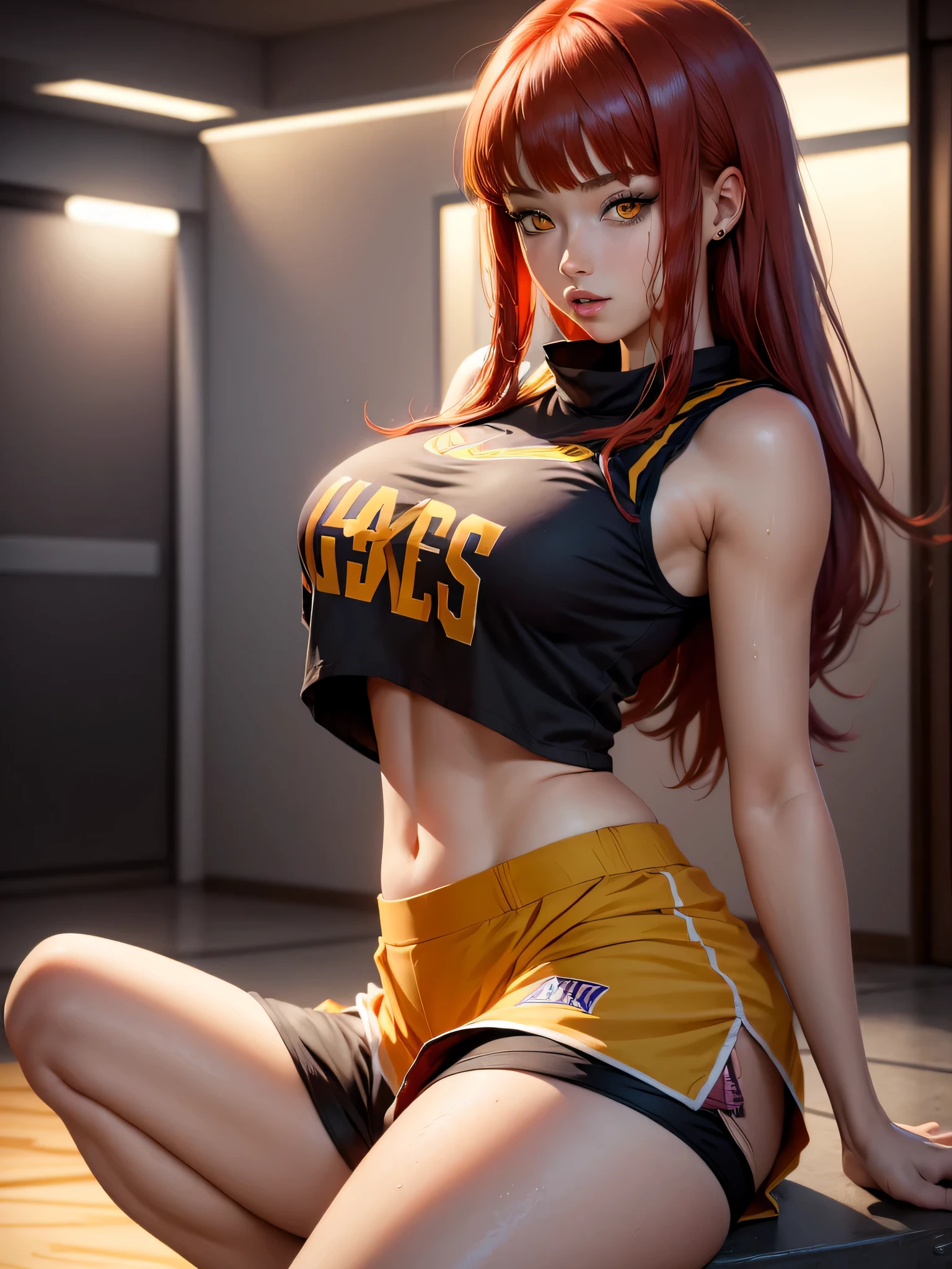 The character costume is KPOP, Hallyu, K-pop anime art style, Hallyu frontline style, Hallyu art style, kpop style, official artwork, Chibi art, Pisif, Blackpink style, cute. KPOP artwork in various poses, The popularity of Pisif art station, lingerie, 16 year old chibi, 3 sweet innocent tween 18 year olds kneeling, bound, tied up, wearing neon crop top hoodies, beautiful girl, innocent and playful, real photography, modern look, silky dress or skirt with cutouts, skinny body, famous actress, beautiful face, bdsm, legs tied, shibari, colored hair