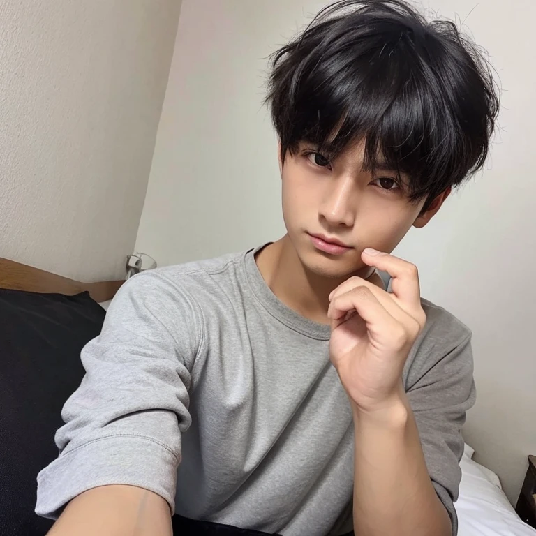 boy hairstyle mash cool rough hands I'm on the bed Selfie style