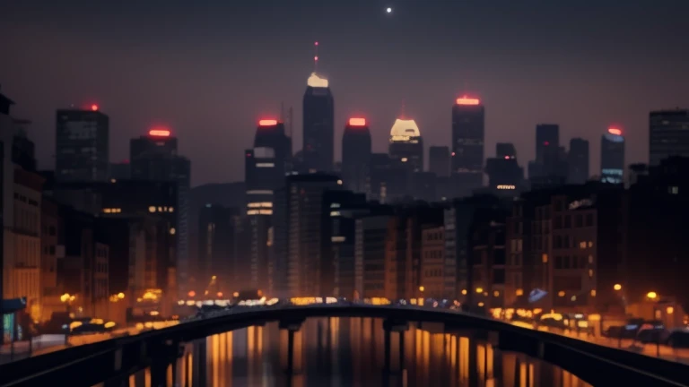 Night view of the city with river and bridge, city night, City of night, City of nightの背景, City of nightscape, city night, City of nightの背景, City of night, City of night in the background, beautiful cityscape, dark cityscape, City of night on the background, City of night background, long exposure 8k, beautiful city, midnight fog in the city