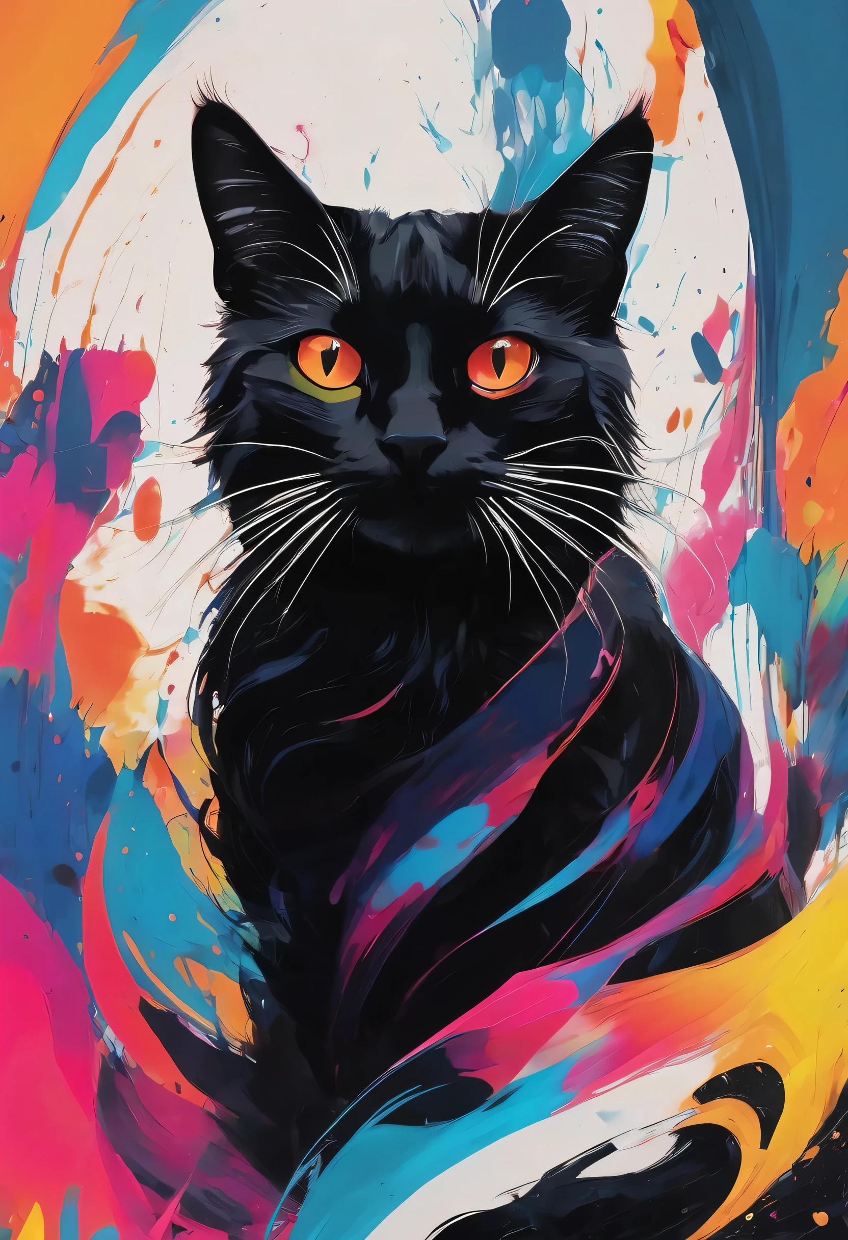 abstract painting,Abstract painter,A cat avatar,black,Minimalism,illustration,8K resolution,HD,Ultra HD quality
