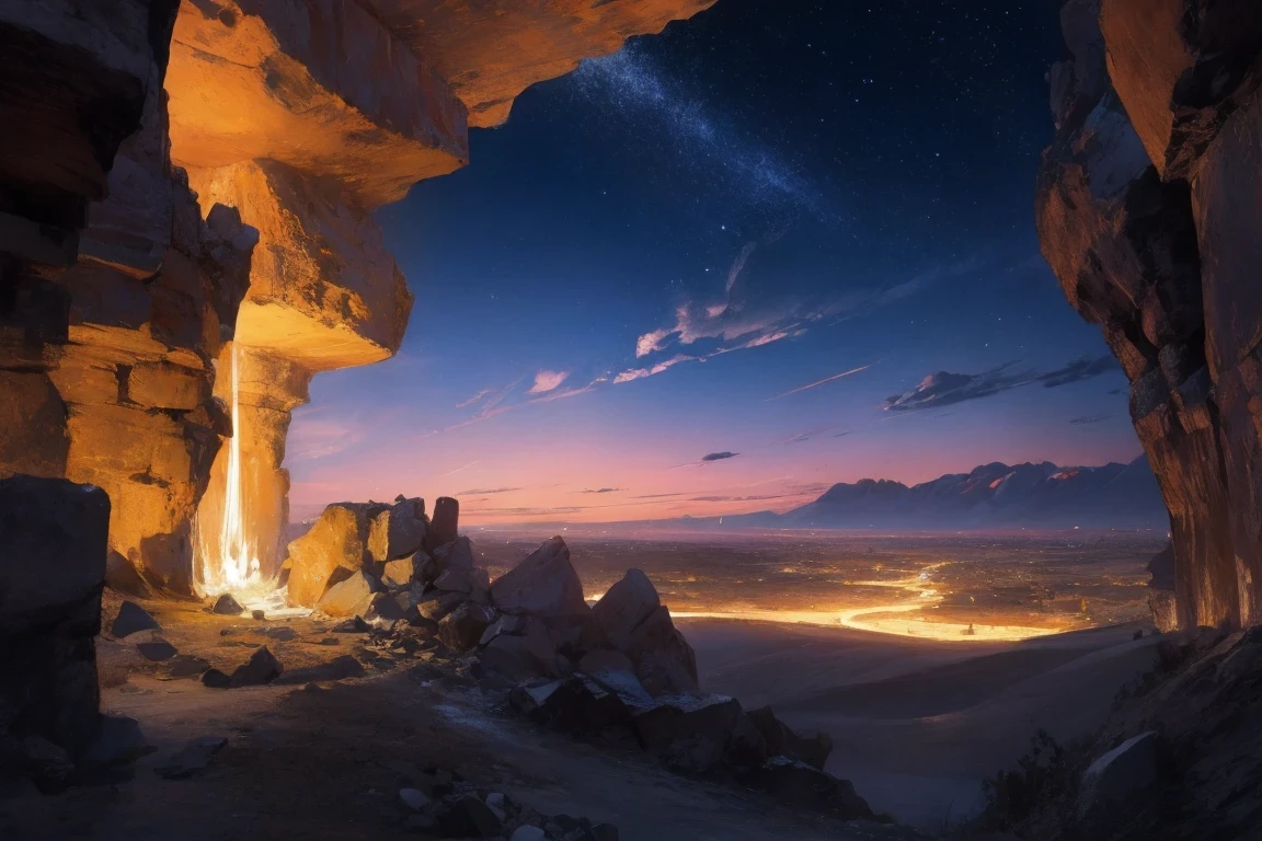 desert,Rocky Plateau and desert, bush,night