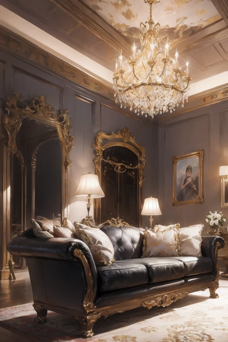The living room decoration style is European style, Luxurious and sophisticated atmosphere. Sophisticated interior details accentuate the room's refined style, And thoughtful decorative design adds an impeccable finishing touch