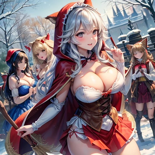 Super big breasts、Grimm Fairy Tales、おとぎ銃士little red riding hood、fairy maze、In the fairy tale、three beautiful girls、Group photo、multiple、camel toe、huge tit、nipple puff、cleavage、love and courage、little red riding hood、snow white、Princess Ibara、The cutest in the world