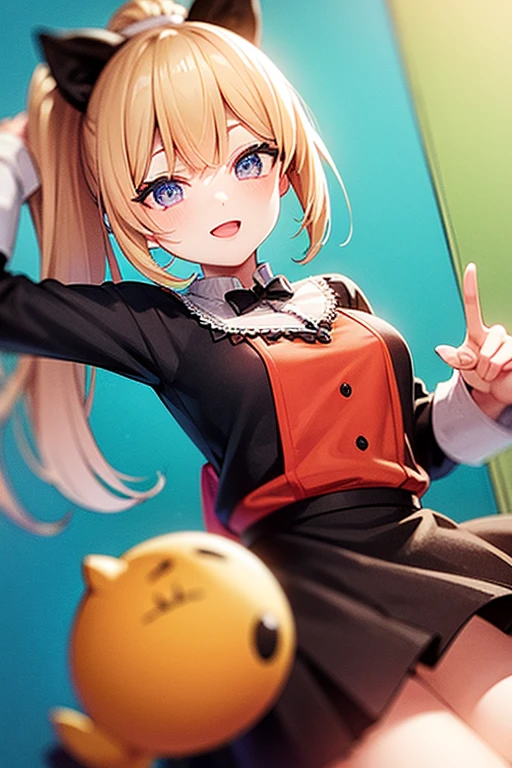 blonde ponytail drooping eyes Beauty birthday cake Polka dot clothes