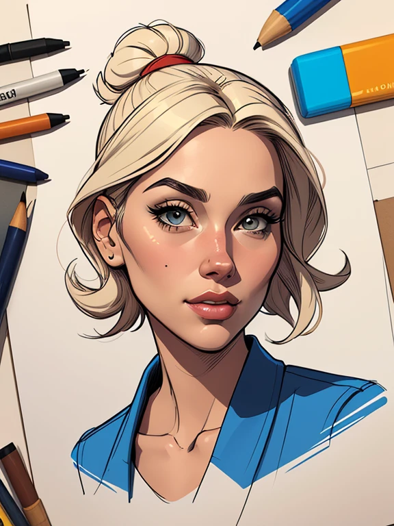Personagem corpo inteirojogo Fallout uniforme da Fallout Imagem de desenho animado de uma mulher .cartoon style illustration, estilo de arte dos desenhos animados, estilo de arte dos desenhos animados, digital illustration style, design de personagens altamente detalhado, arte digital detalhada fofa,, Design de personagens de retrato, beautiful digital illustration, retrato de alta qualidade, Arte em quadrinhos, Corpo inteiro