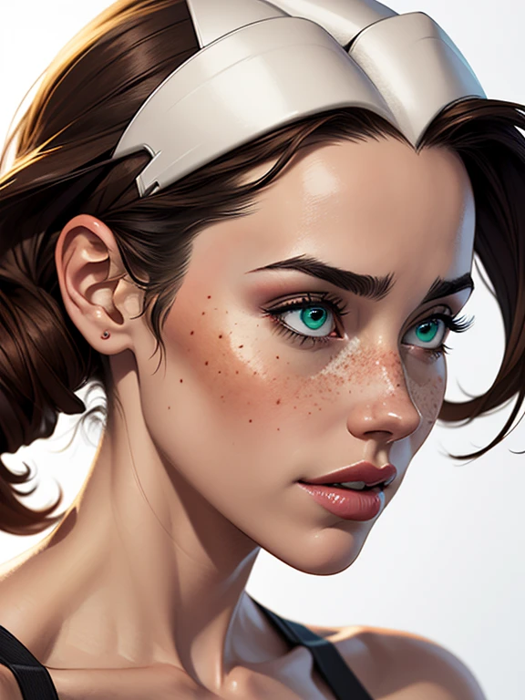 Character Style Illustration Cartoon Style Name: Isabella Cruz white background medium breasts freckled face Jennifer Connelly actress strong contours Physical description:
- Isabella tem cabelos curtos e espetados, dyed a vibrant brown that contrasts with their pale skin.
- His eyes are an intense green, reflecting a mix of curiosity and determination.
- Ela tem uma estatura baixa, with a slim and agile figure, evidenciando sua agilidade e destreza.
- His appearance is adorned with several colorful tattoos that cover his arms and neck, each telling a different story of their past adventures.
Design de personagens de retrato, beautiful digital illustration, retrato de alta qualidade, Arte em quadrinhos, Corpo inteiro sensualizando ou pelada
