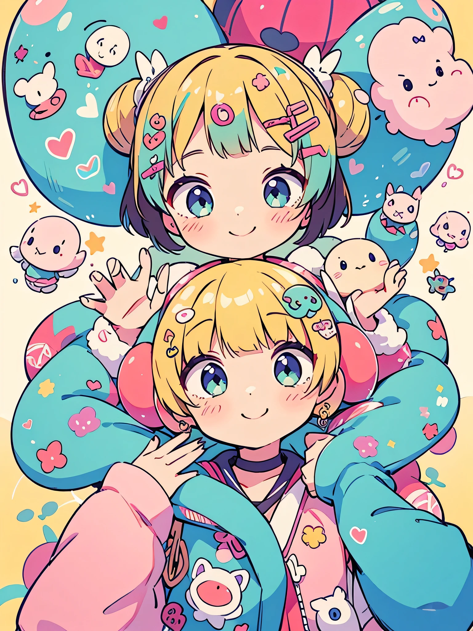 Kawaii Design, most beautiful girl ever、best smile、Lots of colorful aliens
