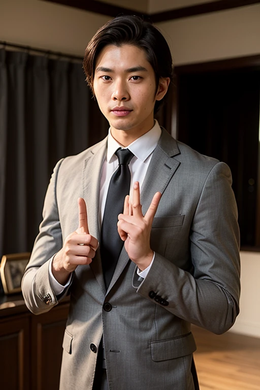 ((best quality:1)), ((masterpiece:1.2)), (detailed:1.2), perfect face, ((30 years old asian gentlemen standing in black suit and tie)), (smile:0.8), ((namaste mudra hand gesture)), look at the viewer, 8k, realistic photo, movie photo, ultra realistic, 1 person, detailed,  Perfect lighting, DSRL, professional photo, 4k  