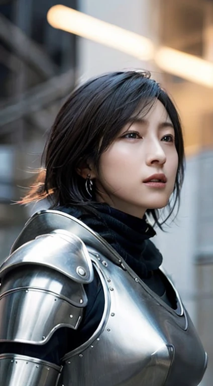 8K、Big breasts Super detailed、masterpiece、highest quality、(very detailed)、dynamic angle、mysterious look、wind effect、fantasyの背景、rim lighting、cinematic light、超A high resolution、8k eh、film grain、best shadow、delicate、to be born、particles of light、Fine skin texture、Detailed armor texture、detailed face、Complexディテール、Super detailed、shine、powerful scam、silver armor、(Has a weapon)、Slashing、Slashing Action、big and full breasts,Scapula、shine目、 long cloak、fantasy、(to be bornきto be bornきとした)、shoulder armor、Complex、Complex、perfect lighting、looking at the viewer、movie lighting、fly in the sky、Flight、holy light、wonderful、bangs、that'the wind is strong、frozen mountain々々、long wavy hair、lich queen,sexy,charm,short bob,Complex装飾が施された胸部装甲,