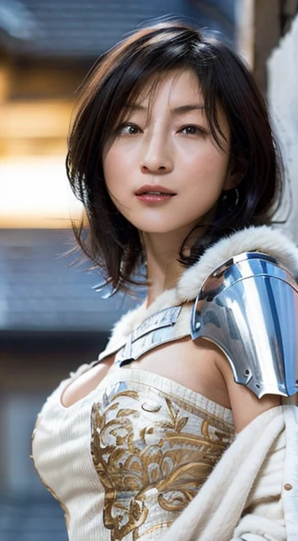 8K、Big breasts Super detailed、masterpiece、highest quality、(very detailed)、dynamic angle、mysterious look、wind effect、fantasyの背景、rim lighting、cinematic light、超A high resolution、8k eh、film grain、best shadow、delicate、to be born、particles of light、Fine skin texture、Detailed armor texture、detailed face、Complexディテール、Super detailed、shine、powerful scam、silver armor、(Has a weapon)、Slashing、Slashing Action、big and full breasts,Scapula、shine目、 long cloak、fantasy、(to be bornきto be bornきとした)、shoulder armor、Complex、Complex、perfect lighting、looking at the viewer、movie lighting、fly in the sky、Flight、holy light、wonderful、bangs、that&#39;the wind is strong、frozen mountain々々、long wavy hair、lich queen,sexy,charm,short bob,Complex装飾が施された胸部装甲,