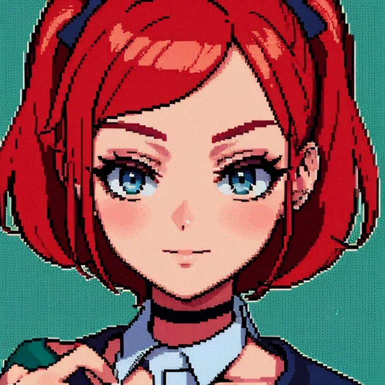 Retrato de  bonita 2d, pixel art, foco no rosto, her hair is red, ruiva