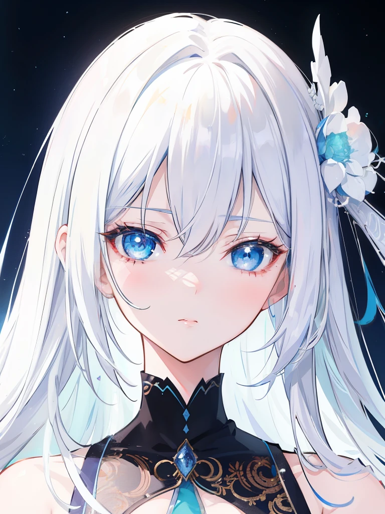Anime girl with white hair and blue eyes, exuding an enchanting allure, poses gracefully for the camera in a captivating character portrait crafted by the skilled hand of Shitao. This mesmerizing artwork, showcased on Pixiv, offers a glimpse into the artist's intricate process of creating smooth anime CG art. The digital illustration boasts an alluring seductiveness, enhanced by the anime moe artstyle, while the attractive anime woman's captivating features are brought to life with detailed digital anime art. The days spent meticulously perfecting each intricate detail are evident in the realistic anime artstyle, which holds true to fans' expectations of ex