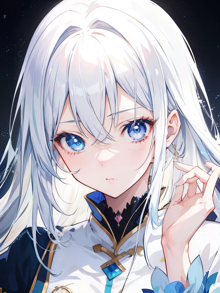 Anime girl with white hair and blue eyes, exuding an enchanting allure, poses gracefully for the camera in a captivating character portrait crafted by the skilled hand of Shitao. This mesmerizing artwork, showcased on Pixiv, offers a glimpse into the artist's intricate process of creating smooth anime CG art. The digital illustration boasts an alluring seductiveness, enhanced by the anime moe artstyle, while the attractive anime woman's captivating features are brought to life with detailed digital anime art. The days spent meticulously perfecting each intricate detail are evident in the realistic anime artstyle, which holds true to fans' expectations of ex