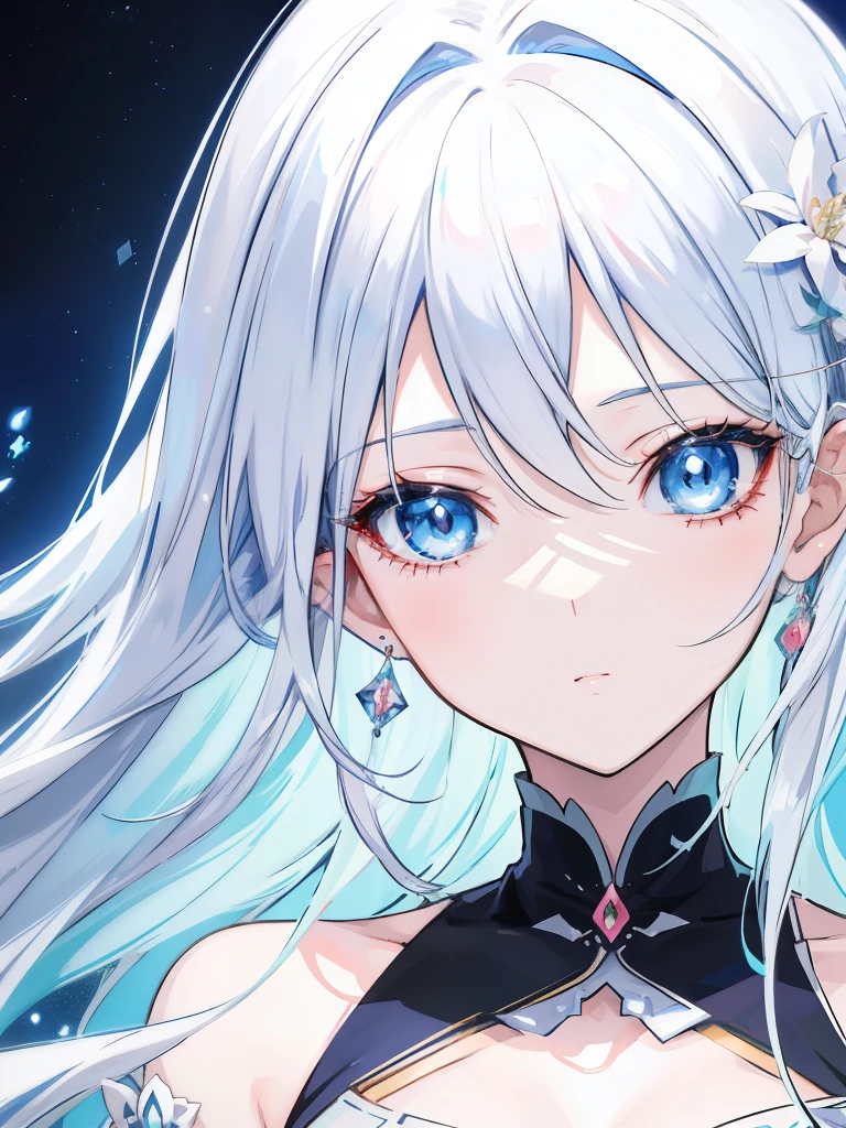 Anime girl with white hair and blue eyes, exuding an enchanting allure, poses gracefully for the camera in a captivating character portrait crafted by the skilled hand of Shitao. This mesmerizing artwork, showcased on Pixiv, offers a glimpse into the artist's intricate process of creating smooth anime CG art. The digital illustration boasts an alluring seductiveness, enhanced by the anime moe artstyle, while the attractive anime woman's captivating features are brought to life with detailed digital anime art. The days spent meticulously perfecting each intricate detail are evident in the realistic anime artstyle, which holds true to fans' expectations of ex