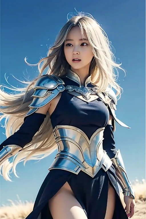 8K、Big breasts Super detailed、masterpiece、highest quality、(very detailed)、dynamic angle、mysterious look、wind effect、fantasyの背景、rim lighting、cinematic light、超A high resolution、8k eh、film grain、best shadow、delicate、to be born、particles of light、Fine skin texture、Detailed armor texture、detailed face、Complexディテール、Super detailed、shine、powerful scam、silver armor、(Has a weapon)、Slashing、Slashing Action、big and full breasts,Scapula、shine目、 long cloak、fantasy、(to be bornきto be bornきとした)、shoulder armor、Complex、Complex、perfect lighting、looking at the viewer、movie lighting、fly in the sky、Flight、holy light、wonderful、bangs、that'the wind is strong、frozen mountain々々、long wavy white hair、lich queen,sexy,charm,short bob,Complex装飾が施された胸部装甲,