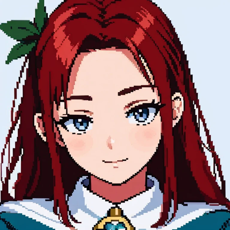 Retrato de bonita 2d, arte de pixel, foco no rosto, Your hair is red, ruiva