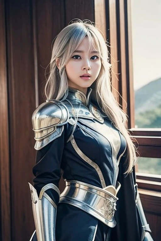 8K、Big breasts Super detailed、masterpiece、highest quality、(very detailed)、dynamic angle、mysterious look、wind effect、fantasyの背景、rim lighting、cinematic light、超A high resolution、8k eh、film grain、best shadow、delicate、to be born、particles of light、Fine skin texture、Detailed armor texture、detailed face、Complexディテール、Super detailed、shine、powerful scam、silver armor、(Has a weapon)、Slashing、Slashing Action、big and full breasts,Scapula、shine目、 long cloak、fantasy、(to be bornきto be bornきとした)、shoulder armor、Complex、Complex、perfect lighting、looking at the viewer、movie lighting、fly in the sky、Flight、holy light、wonderful、bangs、that'the wind is strong、frozen mountain々々、long wavy white hair、lich queen,sexy,charm,short bob,Complex装飾が施された胸部装甲,