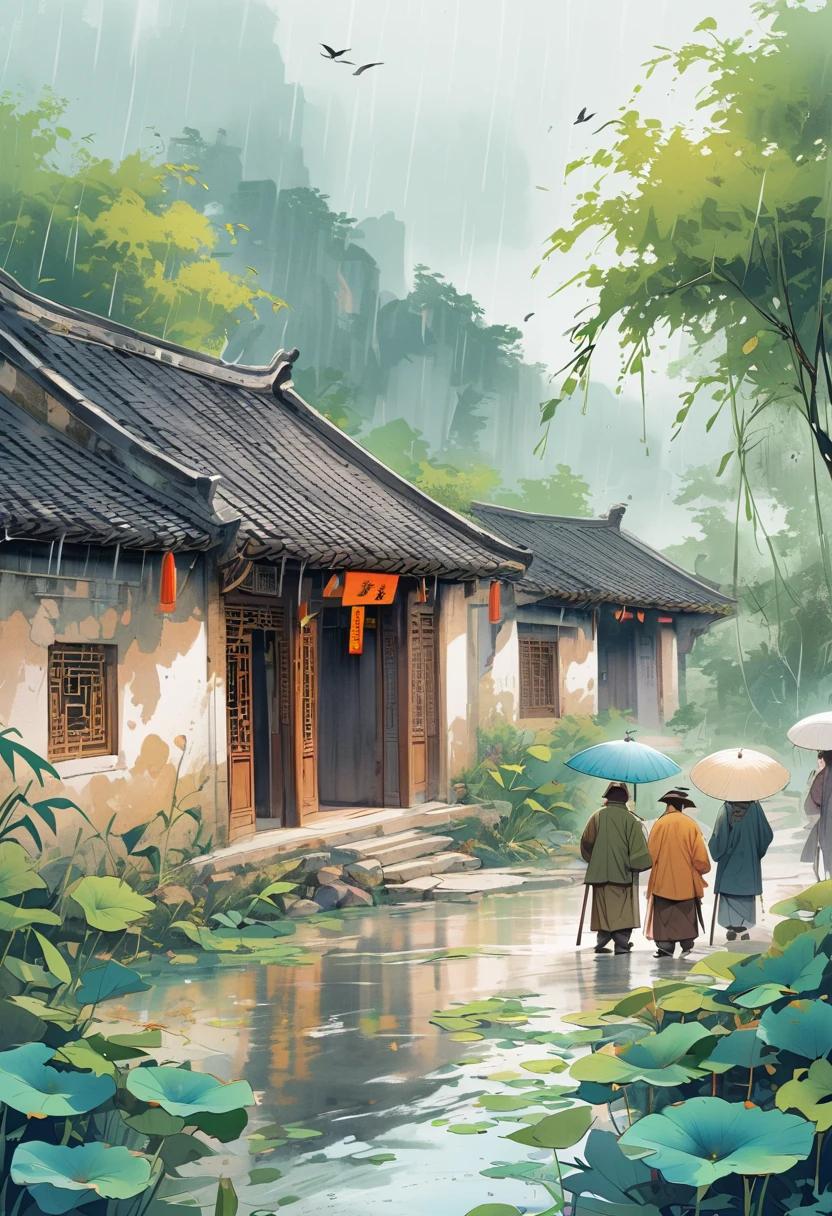 It rains heavily during the Qingming Festival, and pedestrians on the road feel like they are dying.I asked where the restaurant was, and the shepherd boy pointed to Xinghua Village.