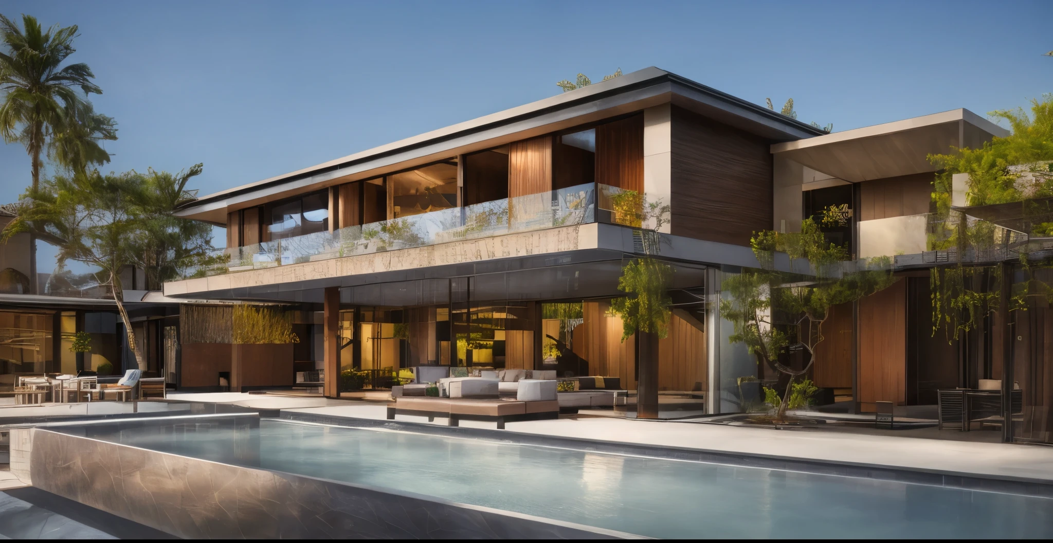 RAW photo, villa exterior, modern tropical style, glass slide panel, brown roof tiles, Vernonia elliptica on the balcony, sun light, realistic
8k uhd, dslr, soft lighting, high quality, film grain, Fujifilm XT3