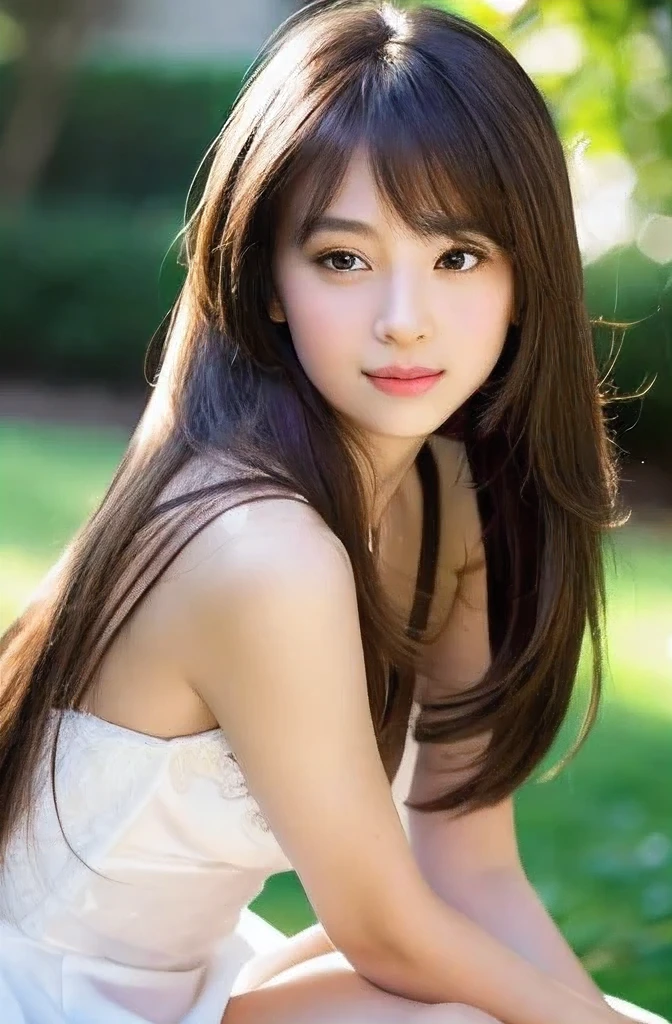 ((highest quality)), ((masterpiece)), (be familiar with), perfect face unparalleled beauty, Shiny firmness and glowing skin, bangs between eyes, Beautiful, straight, knee-length black hair, super long straight silky hair, eyeliner, A sexy, beautiful and bewitching 12 year old, High resolution big big beautiful bright maroon eyes, beautiful and nice girl, sexy face, Wedding dress　detailed hair texture　detailed skin　Rear view with no face visible　biomechanics huge 