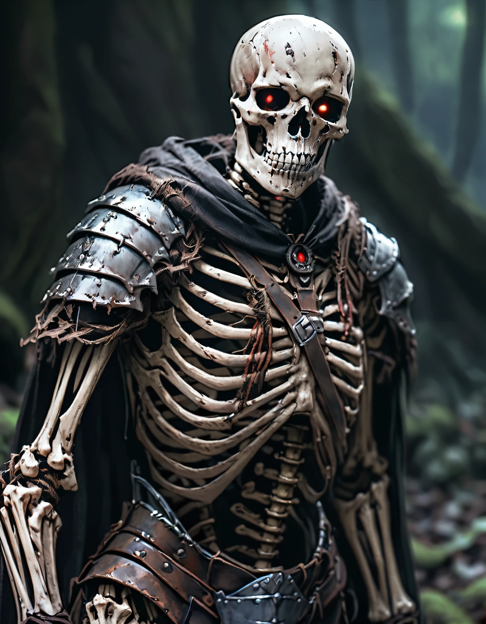 Fine matte painting, skeleton dark angel big wings haunted castle on drawing table full of knives, horror, spookiness, scary, secret horror, tentacles, vines, eyes, uncanny valley effect teeth, limbs, animals, blood moon